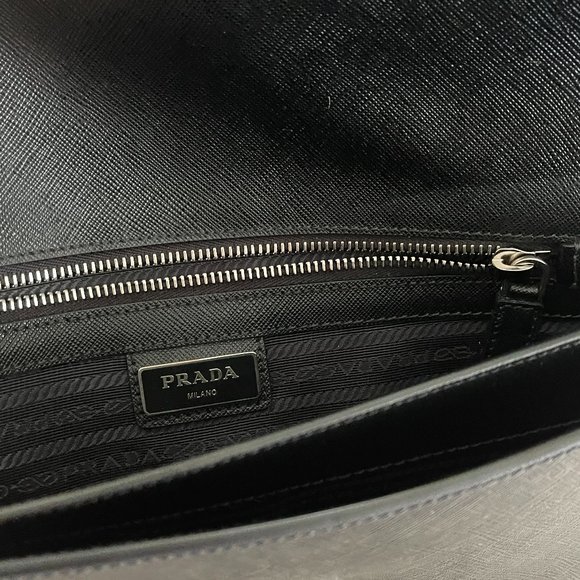 Prada Saffiano Black Leather Oversized Cluch 2VF008 - Picture 12 of 15